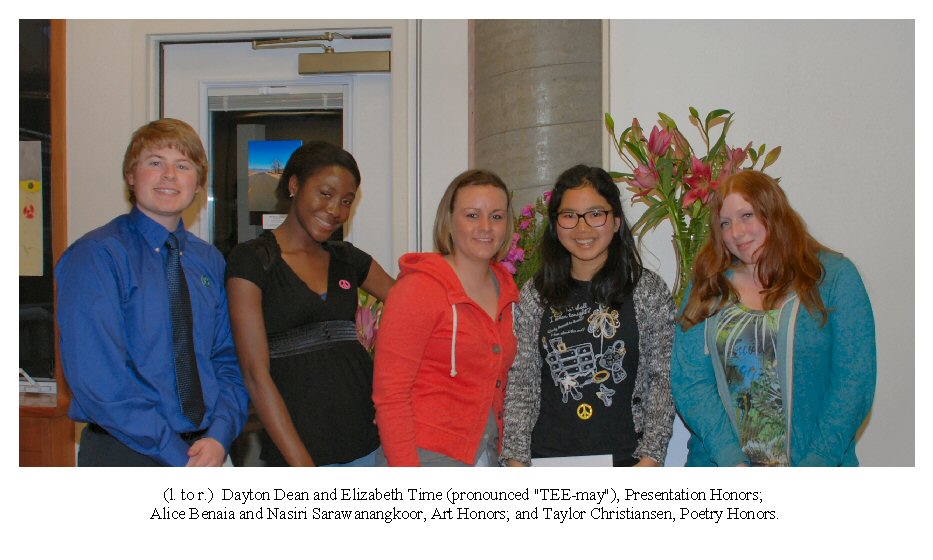 2012 Peace Poetry Contest award recepients